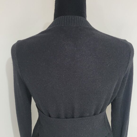 COS Long Sleeve Wool Blend Gathered Back Belted Peplum Sweater Size XS Black - Picture 7 of 12